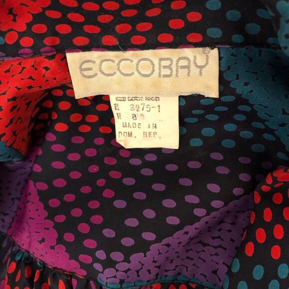 Vintage 80s 90s Blouse Geometric Print Multicolor Size Medium - Picture 11 of 11